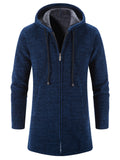 Men's Autumn Winter Stylish Hooded Warm Plush Zip Knitted Coat