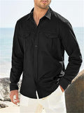 Lapel Double Pockets Casual Vacation Shirts for Male