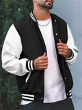 Men's Trendy Stand Collar Button Up Splicing Baseball Jacket