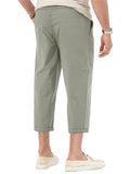 Men's Basic Straight Leg Folded Hem Cropped Trousers