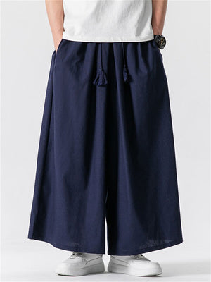 Men's Chinese Style Linen Wide Leg Harem Pants