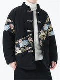 Male Popular Dragon Cloud Print Thickened Stitching Corduroy Coat