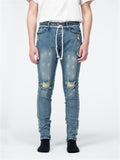 Fashionable Straight Leg Blue Denim Trousers for Men