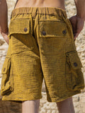 Men's Summer Multi-pocket Yellow Cargo Shorts