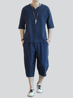 Men's Casual Linen Short Sets