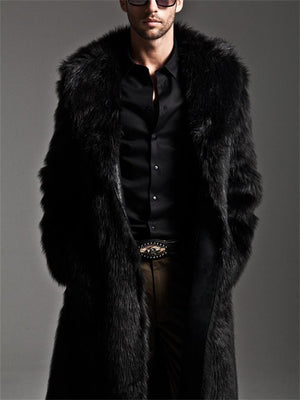 Men's Gentleman Lapel Knee-Length Fur Coat