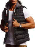 Men's Simple Solid Color Hooded Sleeveless Puffer Vest