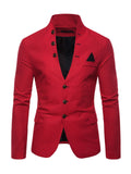 Mens Casual Solid Color Stand Collar Buttons Coats Blazers