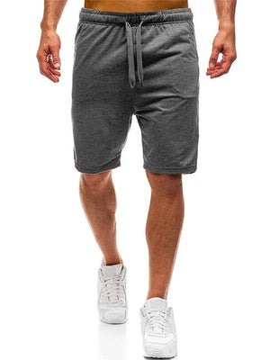 Mens Breathable Drawstring Solid Color Knee Length Casual Shorts