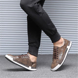 Mens Fashion Breathable Stitching Lace Up Ankle Shoes