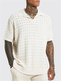 Male Stretchy Loose Knitted Polo Short Sleeve Shirts