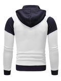 Mens Fake Two Pieces Patchwork Drawstring Hoodie