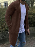 Men's Loose Open Front Long Solid Color Knitted Cardigan