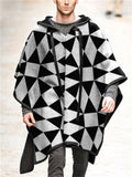 Men Vintage Wool-Blend Loose Coat Hooded Knight Cloak Cape