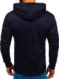 Men's Solid Color Casual Zipper Hooded Sweater