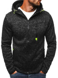 Men's Sport Casual Jacquard  Fleece Zipper Hoodie