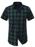 Hawaii Summer Short Sleeve Classic Plaid Lapel Shirt for Men