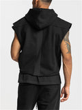 Cozy Large Size All Match Sleeveless Mens Cropped Hoodie