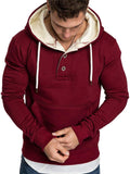 Fashion Neckline Decorated Buttons Thick Hoodie