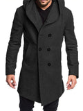 Men's Fashion Hooded Woolen Trench Coat