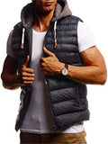 Men's Simple Solid Color Hooded Sleeveless Puffer Vest