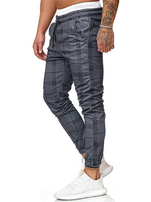 Fashionable Drawstring Elastic Waist Plaid Pants