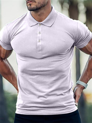 Trendy Men's Skinny Pure Color Polo T-shirts