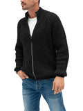 Men's Classic Solid Color Front Zipper Turtleneck Knitted Sweater