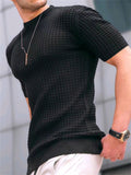 Men's Leisure Summer Small Square Round Neck Slim Fit T-Shirt