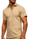 Men's Simple Office Wear Summer Turn Down Collar Button Shirts