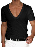 Men's Fashion Summer Deep V Neck Plain T-shirts