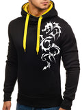 Stylish Pullover Drawstring Unique Dragon Print Hoodies for Men