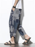 Fashion Loose Patch Linen Ankle Pants