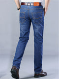 Loose Elastane Straight Breathable Denim Pants