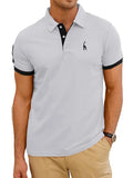 Men's Slim Fit Deer Graphic Embroidery Casual Short Sleeve Polo Shirt