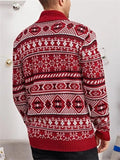 Mens Christmas Sweater Pullover Heart Snowflakes Reindeer Knitted Sweater