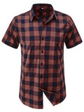 Hawaii Summer Short Sleeve Classic Plaid Lapel Shirt for Men