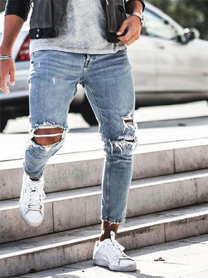 Men's Fashion  Street Style Ripped Denim Pants