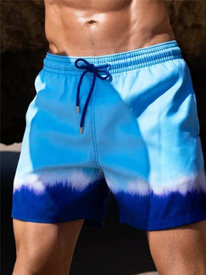 Mens Beach Print Two Pieces Workout Shorts