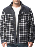 Stylish Corduroy Plaid Fleece Lining Thermal Cotton Lapel Cozy Shirt Jacket