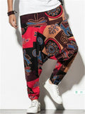 Mens Retro Colorful Loose Print Harem Pants