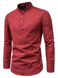 Men's Holiday Fashion Business Long Sleeve Stand Collar Shirts