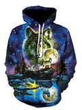 Fashion Personality Space Print Drawstring Hooded Hoodies