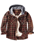 Men's Classic Plaid Fleece Lined Hooded Flannel Jacket Coat