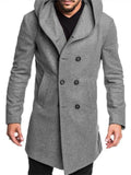 Men's Fashion Hooded Woolen Trench Coat