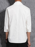 Men Loose 3/4 Sleeve Solid Color Shirts