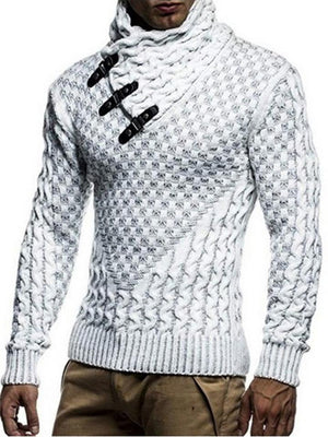 Knitted Pullover Style Fashion High Neck Slim-Fit Sweater For Men