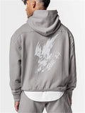 Spring Autumn Stylish Casual Printed Orange Hoodie Mens