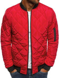 Mens Fashion Diamond-Quilted Flight Bomber Jacket Padded Coat