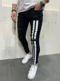 Men's Sport Slim Fit Print Ripped Jeans